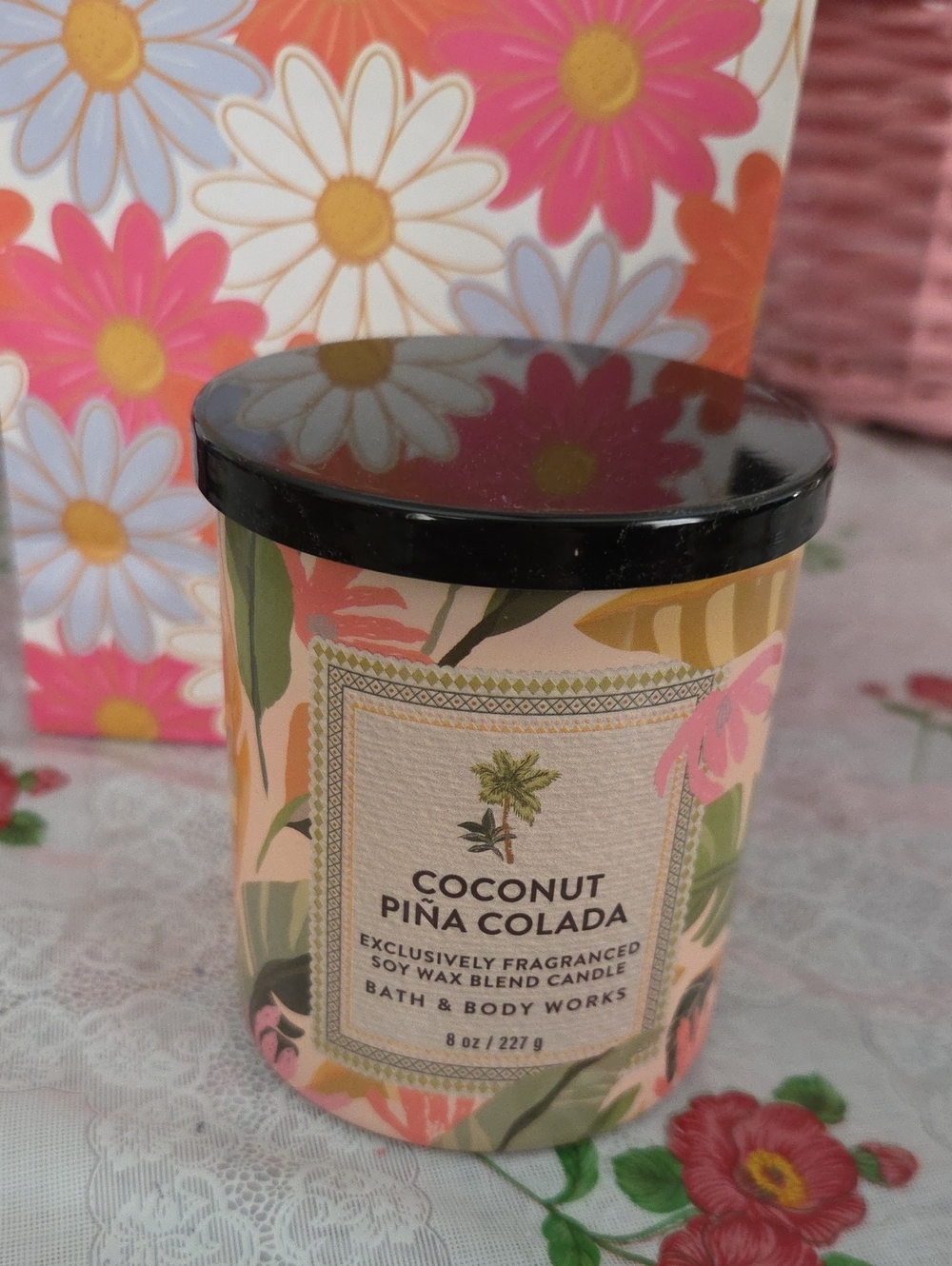 Nwt Bath & Body Works Coconut Piña Colada Candle — Pink, Green, Black